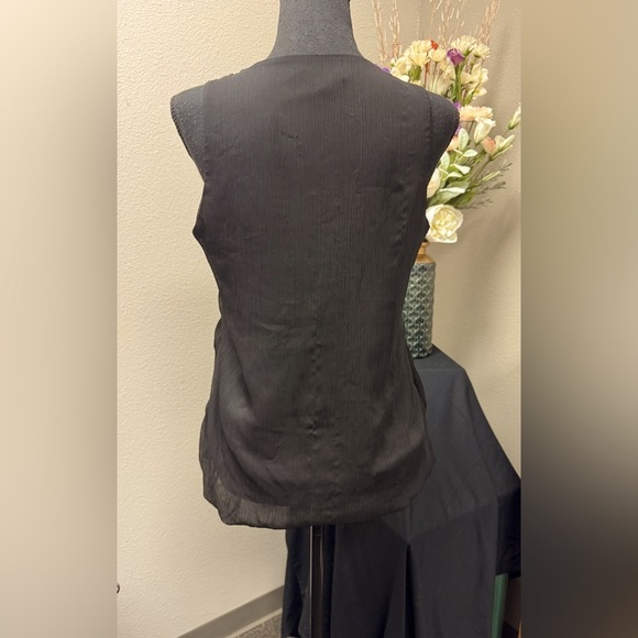 21 Smocked Black Top beading & decorative neckline trim, elastic at waist Size M - Picture 4 of 9